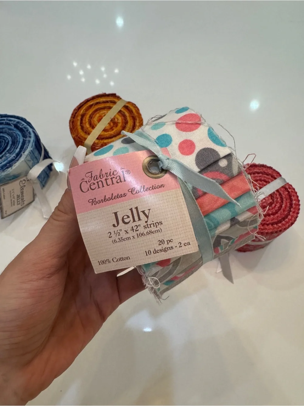 5 unopened Joann Fabric Jelly Roll Sets in Blue, Green, Orange, Red, asst - NEW